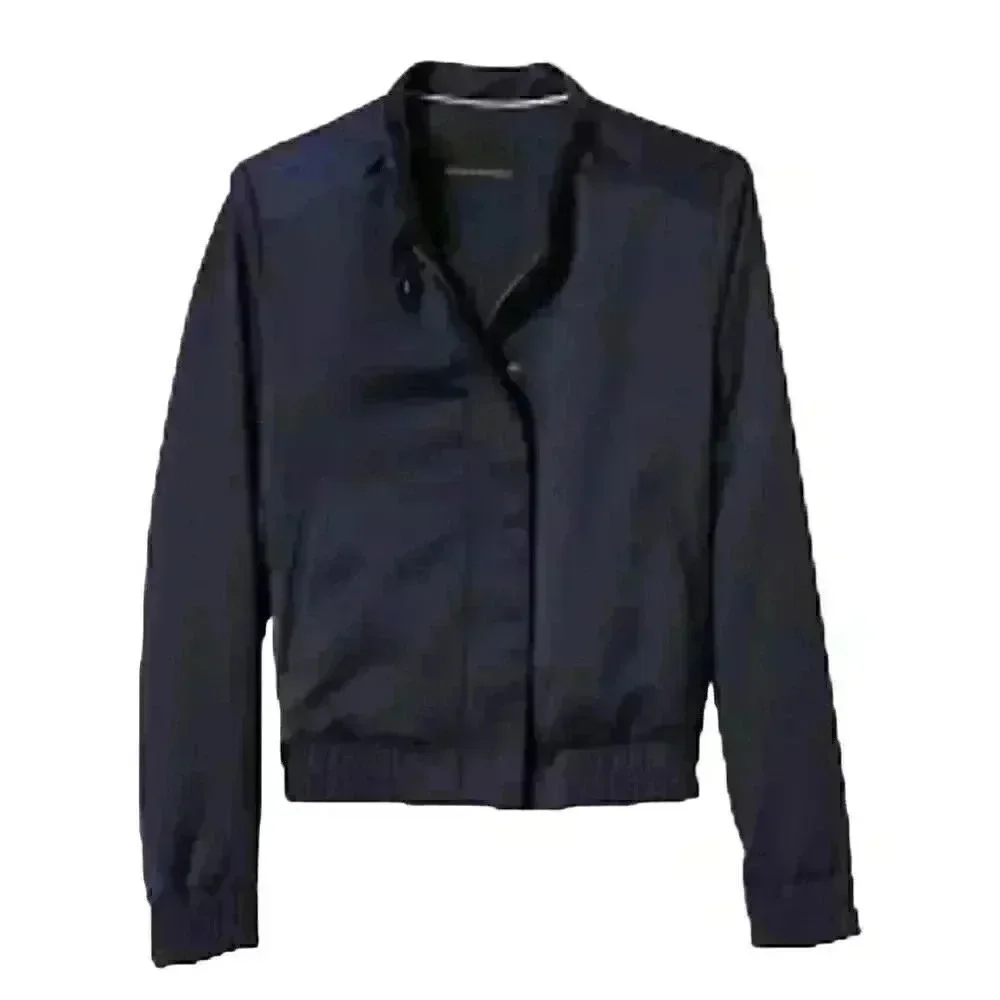 Banana Republic Men's Navy Poly Satin Lined Bomber Jacket